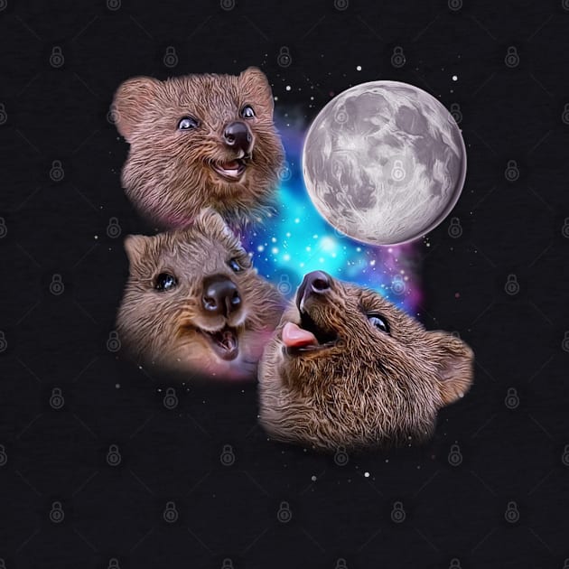 Three Quokkas Howl at the Moon by darklordpug